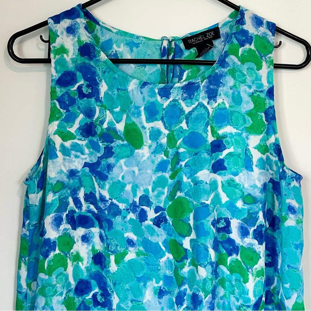 Rachel Zoe Vibrant Blue and Green Side Tie Tank Top - Size: Medium - Picture 4 of 8